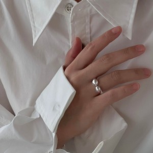 925 Sterling Silver Adjustable Minimalist Waterdrop Open Ring 70400263 925 Sterling Silver Adjustable Minimalist Waterdrop Open Ring 70400263