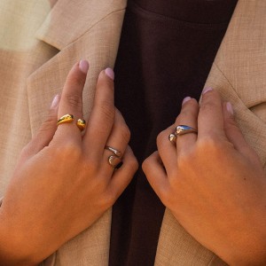 925 Sterling Silver Adjustable Minimalist Waterdrop Open Ring 70400263 925 Sterling Silver Adjustable Minimalist Waterdrop Open Ring 70400263