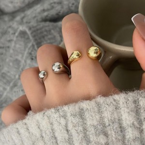 925 Sterling Silver Adjustable Minimalist Waterdrop Open Ring 70400263 925 Sterling Silver Adjustable Minimalist Waterdrop Open Ring 70400263