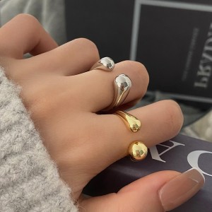 925 Sterling Silver Adjustable Minimalist Waterdrop Open Ring 70400263 925 Sterling Silver Adjustable Minimalist Waterdrop Open Ring 70400263