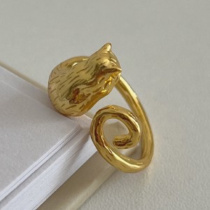 925 Sterling Silver Adjustable Hugging Cat Open Ring 70400264 925 Sterling Silver Adjustable Hugging Cat Open Ring 70400264