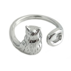 925 Sterling Silver Adjustable Hugging Cat Open Ring 70400264 925 Sterling Silver Adjustable Hugging Cat Open Ring 70400264