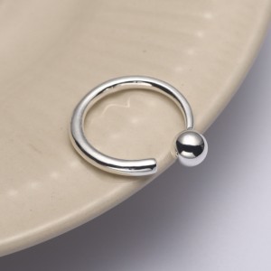 925 Sterling Silver Adjustable Small Beaded Open Ring 70400265 925 Sterling Silver Adjustable Small Beaded Open Ring 70400265