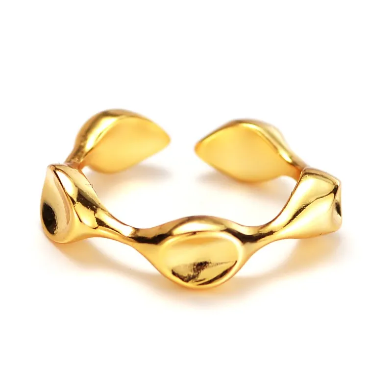 925 Sterling Silver Adjustable Sculptural Wavy Open Ring 70400266