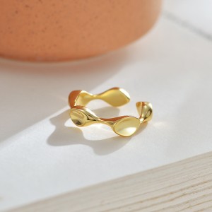 925 Sterling Silver Adjustable Sculptural Wavy Open Ring 70400266