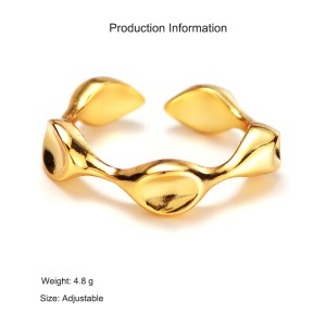 925 Sterling Silver Adjustable Sculptural Wavy Open Ring 70400266