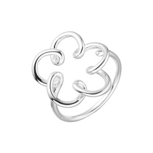 925 Sterling Silver Abstract Floral Adjustable Ring 70400267
