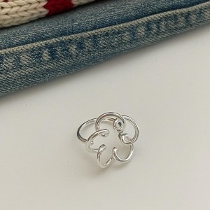 925 Sterling Silver Abstract Floral Adjustable Ring 70400267
