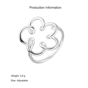 925 Sterling Silver Abstract Floral Adjustable Ring 70400267