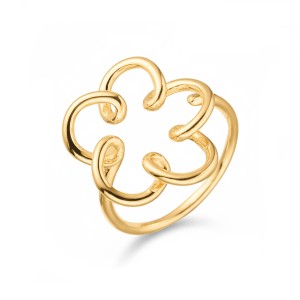 925 Sterling Silver Abstract Floral Adjustable Ring 70400267