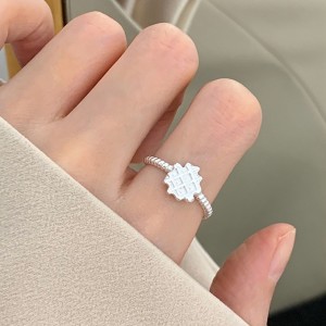 925 Sterling Silver Croissant Donut Dome Adjustable Open Ring 70400269