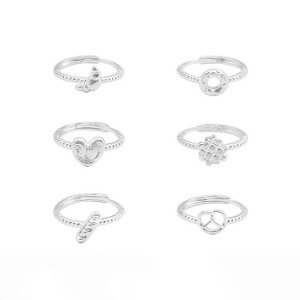 925 Sterling Silver Croissant Donut Dome Adjustable Open Ring 70400269