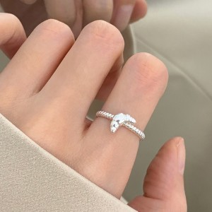 925 Sterling Silver Croissant Donut Dome Adjustable Open Ring 70400269