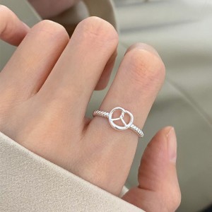 925 Sterling Silver Croissant Donut Dome Adjustable Open Ring 70400269