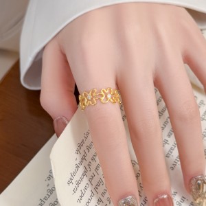 925 Sterling Silver Adjustable Pave CZ Flower Open Ring 70400270