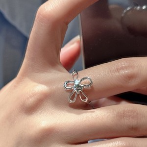 925 Sterling Silver Adjustable Vintage Floral Open Ring 70400273