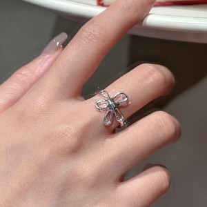 925 Sterling Silver Adjustable Vintage Floral Open Ring 70400273