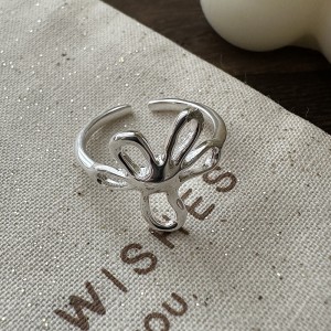 925 Sterling Silver Adjustable Vintage Floral Open Ring 70400273