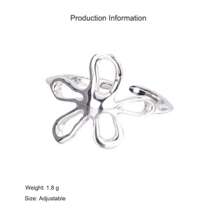 925 Sterling Silver Adjustable Vintage Floral Open Ring 70400273