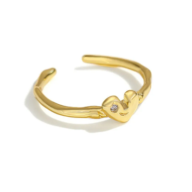 925 Sterling Silver Adjustable Pave CZ Heart Open Ring 70400274