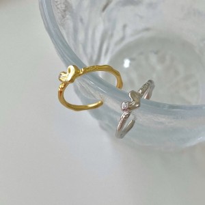 925 Sterling Silver Adjustable Pave CZ Heart Open Ring 70400274