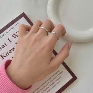 925 Sterling Silver Adjustable Pave CZ Heart Open Ring 70400274