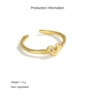 925 Sterling Silver Adjustable Pave CZ Heart Open Ring 70400274