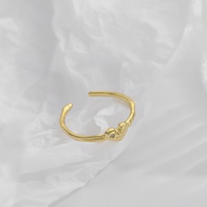 925 Sterling Silver Adjustable Pave CZ Heart Open Ring 70400274