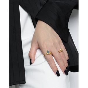 925 Sterling Silver Adjustable Pave CZ Heart Open Ring 70400274