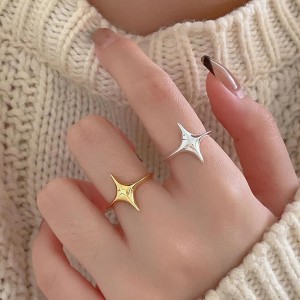 925 Sterling Silver Adjustable Starburst Open Ring 70400275
