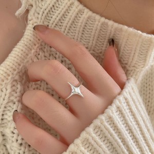925 Sterling Silver Adjustable Starburst Open Ring 70400275