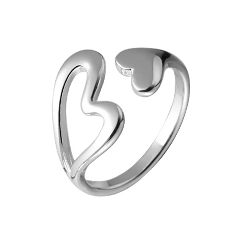 925 Sterling Silver Adjustable Hollow Heart Ring 70400276