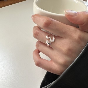925 Sterling Silver Adjustable Hollow Heart Ring 70400276