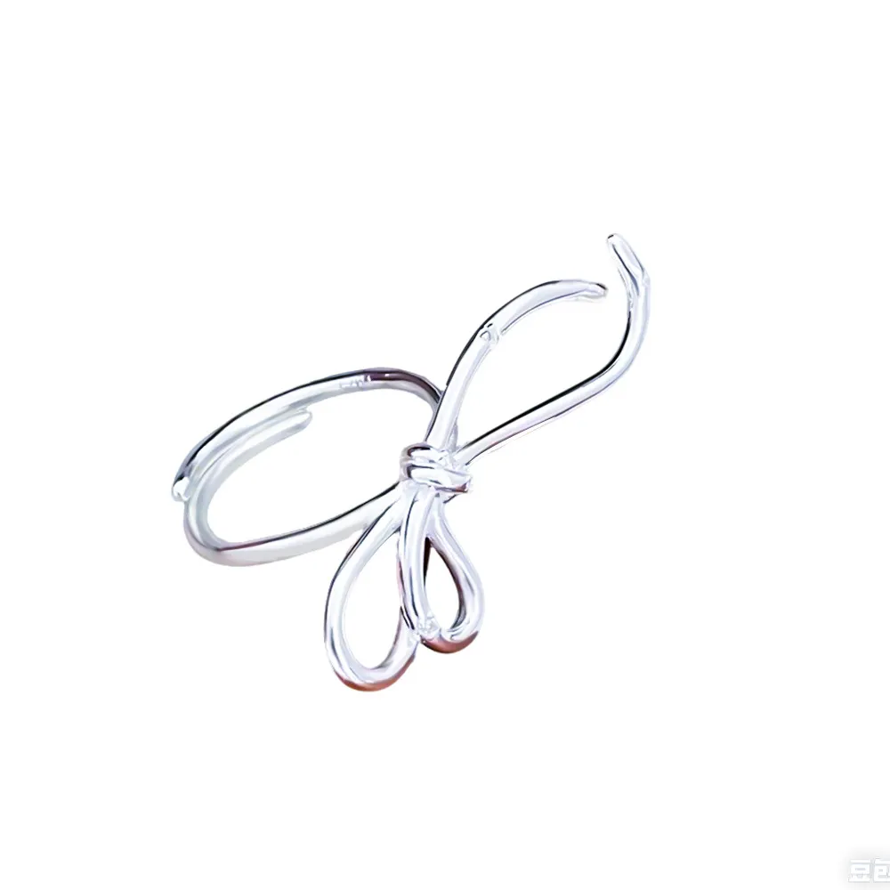 925 Sterling Silver Vintage Ribbon Bow Adjustable Ring 70400277