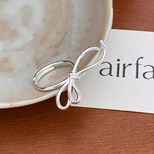 925 Sterling Silver Vintage Ribbon Bow Adjustable Ring 70400277