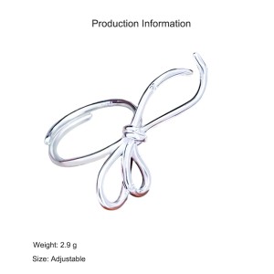 925 Sterling Silver Vintage Ribbon Bow Adjustable Ring 70400277