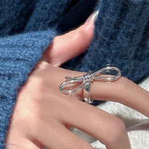 925 Sterling Silver Vintage Bow Adjustable Open Ring 70400278