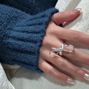 925 Sterling Silver Vintage Bow Adjustable Open Ring 70400278