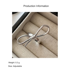 925 Sterling Silver Vintage Bow Adjustable Open Ring 70400278
