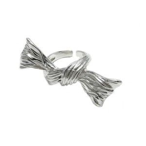 925 Sterling Silver Sculptural Knotted Bow Adjustable Ring 70400279