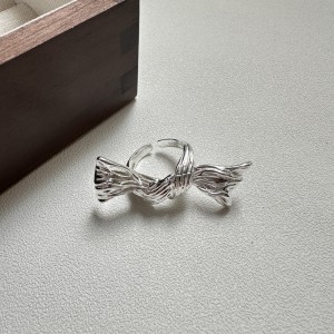 925 Sterling Silver Sculptural Knotted Bow Adjustable Ring 70400279