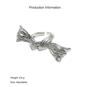 925 Sterling Silver Sculptural Knotted Bow Adjustable Ring 70400279