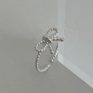925 Sterling Silver Rope-Textured Bow Adjustable Ring 70400283