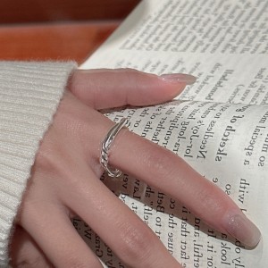 925 Sterling Silver Twisted Rope Adjustable Open Ring 70400284