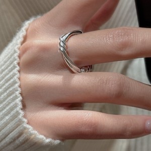 925 Sterling Silver Twisted Rope Adjustable Open Ring 70400284