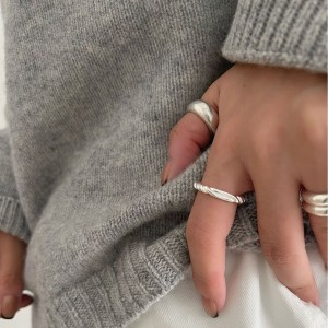 925 Sterling Silver Twisted Rope Adjustable Open Ring 70400284