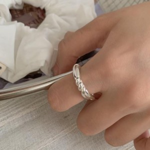 925 Sterling Silver Twisted Rope Adjustable Open Ring 70400284