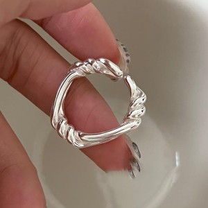 925 Sterling Silver Twisted Rope Adjustable Open Ring 70400284