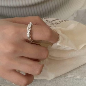925 Sterling Silver Twisted Rope Adjustable Open Ring 70400284