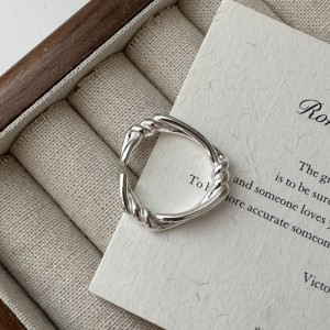 925 Sterling Silver Twisted Rope Adjustable Open Ring 70400284